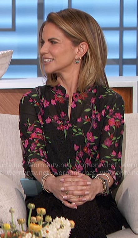 Natalie’s black and pink floral shirt on The Talk