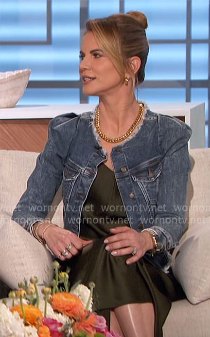 Natalie's puff sleeve denim jacket on The Talk