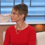 Natalie’s red rib knit midi dress on The Talk