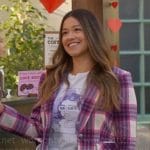 Nell’s pink plaid blazer and In Your Dreams tee on Not Dead Yet