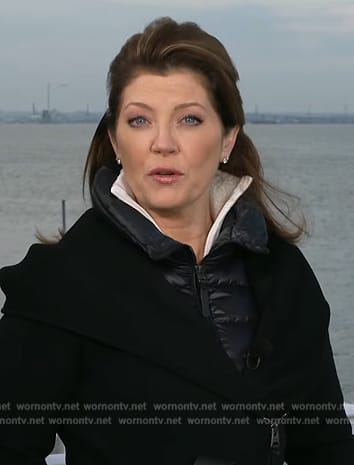 Norah’s black belted coat on CBS Evening News