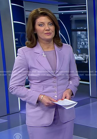 Norah’s lavender blazer on CBS Evening News