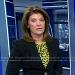 Norah's yellow leopard blouse and black blazer on CBS Evening News