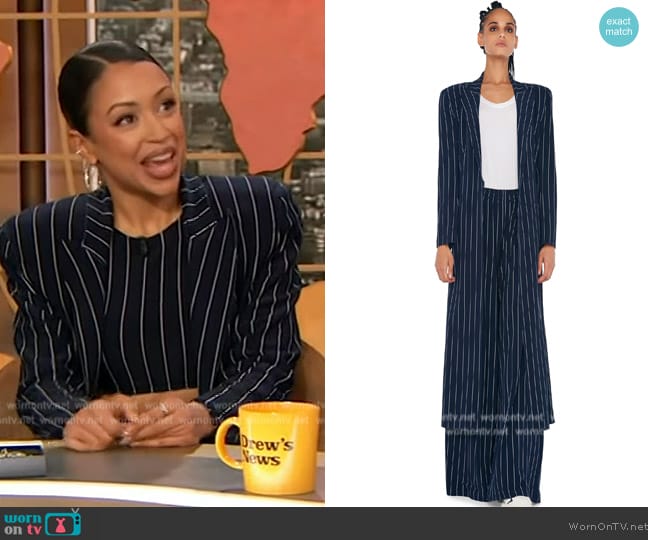 Norma Kamali Classic Single Breasted Coat worn by Liza Koshy on The Drew Barrymore Show