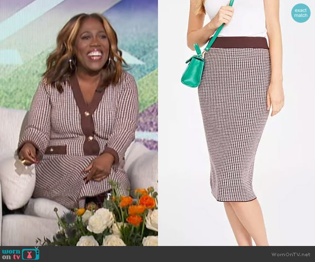 On 34th Knit Skirt in Houndstooth worn by Sheryl Underwood on The Talk