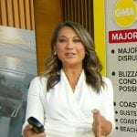 Ginger’s white peplum wrap top on Good Morning America