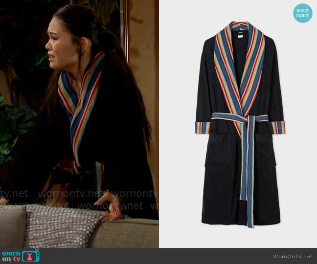 Paul Smith Artist-stripe cotton robe worn by Luna (Lisa Yamada) on The Bold and the Beautiful