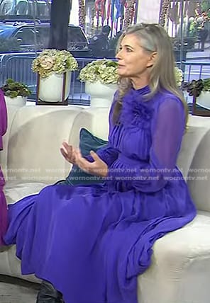 Paulina Porizkova’s purple chiffon maxi dress on Today