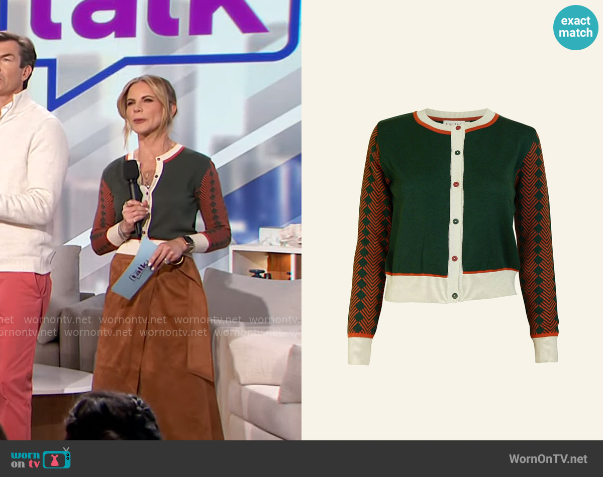 Palava Vera - Green Fox Embroidered Cardigan worn by Natalie Morales on The Talk