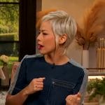 Pilar Valdes’s denim mini dress on The Drew Barrymore Show