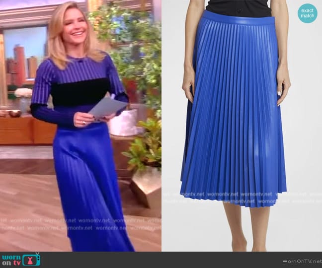 Proenza Schouler Daphne Pleated Faux-Leather Midi Skirt worn by Sara Haines on The View