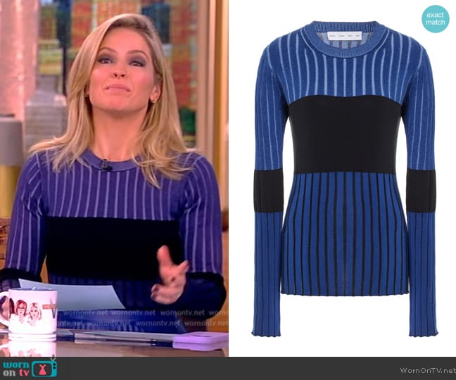 WornOnTV: Sara’s blue ribbed colorblock top and skirt on The View ...
