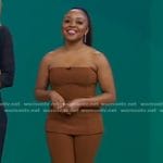 Quinta Brunson’s brown strapless top and pants on Good Morning America