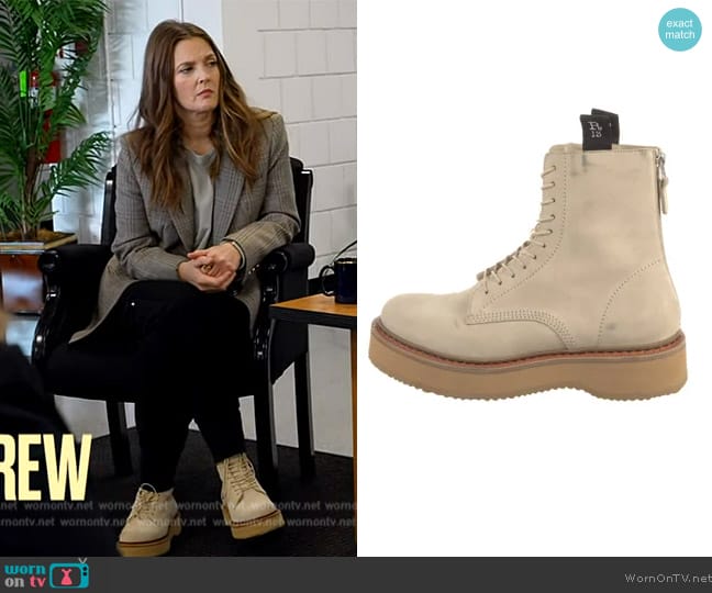 R13 Suede Combat Boots worn by Drew Barrymore on The Drew Barrymore Show