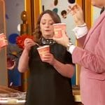 Rachel Dratch’s black embellished trim mini dress on The Drew Barrymore Show