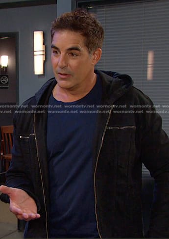 Rafe’s black hooded zip jacket on Days of our Lives