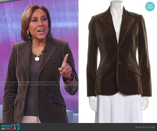 Ralph Lauren Black Label Velvet Blazer worn by Robin Roberts on Good Morning America