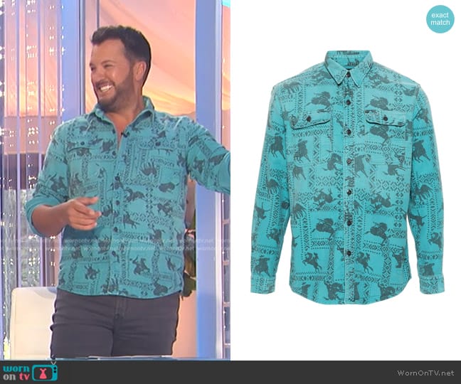 Ralph Lauren RRL Western-Print Cotton Shirt worn by Luke Bryan on American Idol