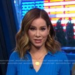 Rebecca’s blue ribbed collared top on Good Morning America