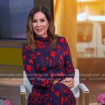 Rebecca’s navy and red floral turtleneck dress on Good Morning America