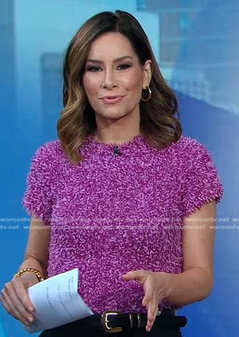 Rebecca’s purple fuzzy top on Good Morning America