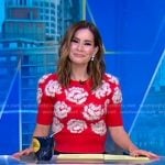 Rebecca’s red floral embroidered sweater on Good Morning America