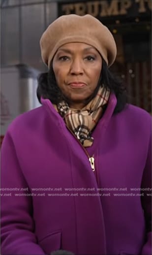 Rehema Ellis's purple zip coat on NBC News Daily