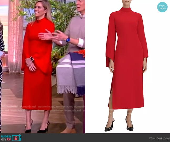 Sara’s red bell sleeve midi dress on The View