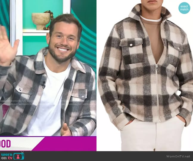 Reiss Stamford Plaid Overshirt in Grey Ecru worn by Colton Underwood on Today