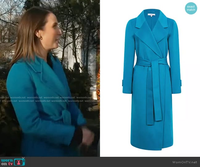 Reiss Agnes Long Belted Coat worn by Elizabeth Schulze on Good Morning America