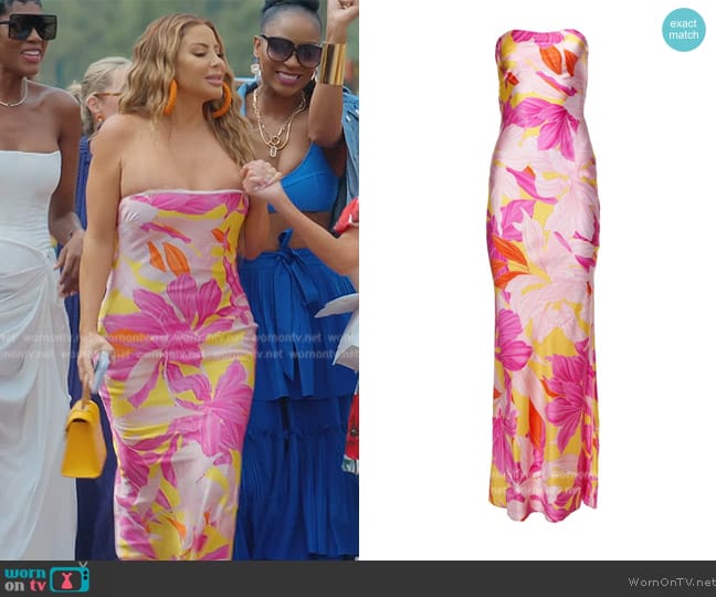 Retrofete Keaton floral-print silk dress worn by Larsa Pippen (Larsa Pippen) on The Real Housewives of Miami