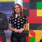 Rhiannon’s black polka dot top and leather pants on Good Morning America