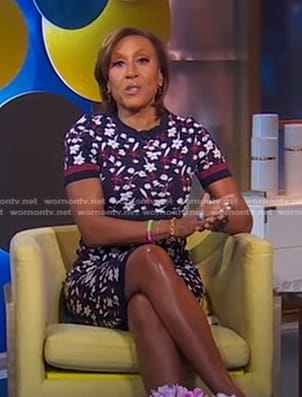 Robin’s navy floral short sleeve dress on Good Morning America