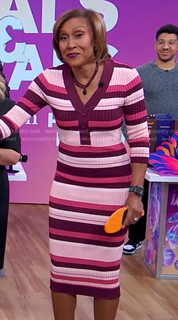 Robin's pink striped v-neck dress on Good Morning America