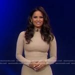 Rocsi Diaz’s beige mock neck fitted dress on Good Morning America