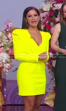 Rocsi Diaz's yellow puff sleeve mini dress on Good Morning America