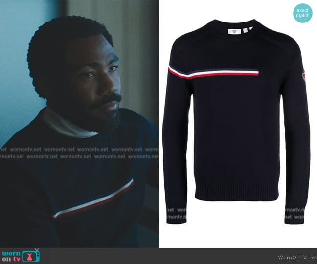 Rossignol Odysseus stripe-detail sweater worn by John Smith (Donald Glover) on Mr. & Mrs. Smith