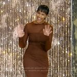 Sabrina Elba’s brown mesh dress on Tamron Hall Show