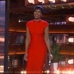 Sabrina Elba’s red cap sleeve dress on The Kelly Clarkson Show