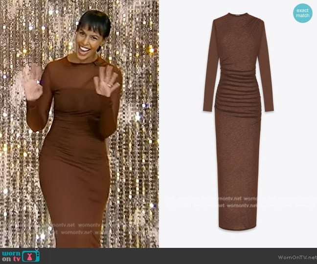 Saint Laurent Gathered Knit Maxi Dress worn by Sabrina Elba on Tamron Hall Show