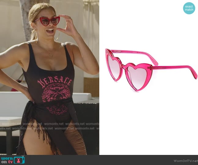 Saint Laurent Lou Lou 54mm Heart Sunglasses worn by Robyn Dixon on The Real Housewives of Potomac