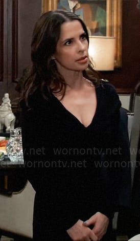 Sam's black v-neck midi dress on General Hospital