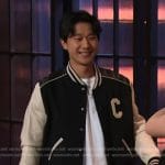 Sam Li’s black bomber jacket on The Kelly Clarkson Show
