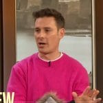 Sam Decker’s pink cashmere sweater on The Drew Barrymore Show