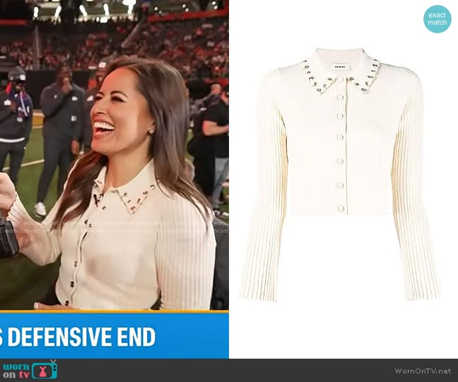 Sandro Aura Grommet Collar Cardigan worn by Kaylee Hartung on Today