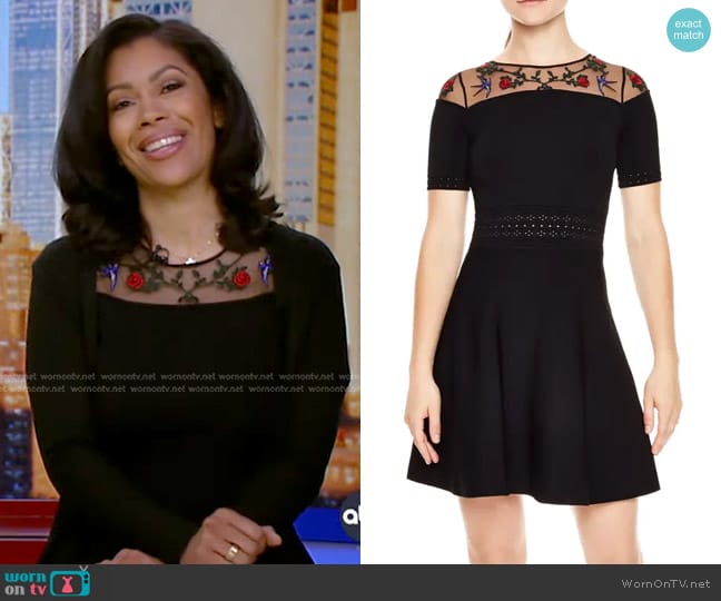 Sandro Chaza Embellished Neck Knit Dress worn by Shirleen Allicot on Good Morning America