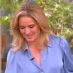 Sara’s blue satin button down bodysuit on The View