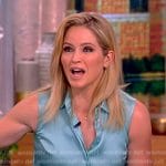 Sara’s blue satin sleeveless shirt and pants on The View