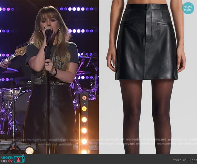 Scanlan Theodore Leather Mini Skirt worn by Kelly Clarkson on The Kelly Clarkson Show