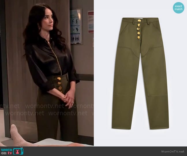 Schiaparelli High Waisted Flared Trousers worn by Julia Mariano (Abigail Spencer) on Extended Family